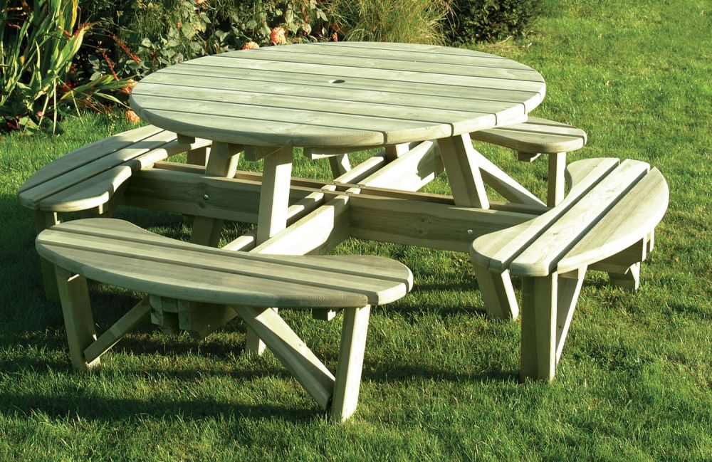 Elite Round Picnic Table Seat Heavy, Round Picnic Table With Benches